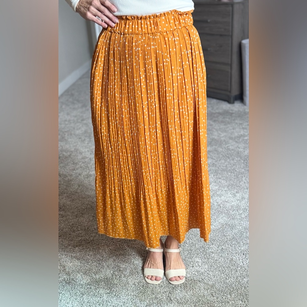 ☀️ Summer Tilly’s 💜 Mustard Yellow Polka Dot Maxi Pocketed Skirt